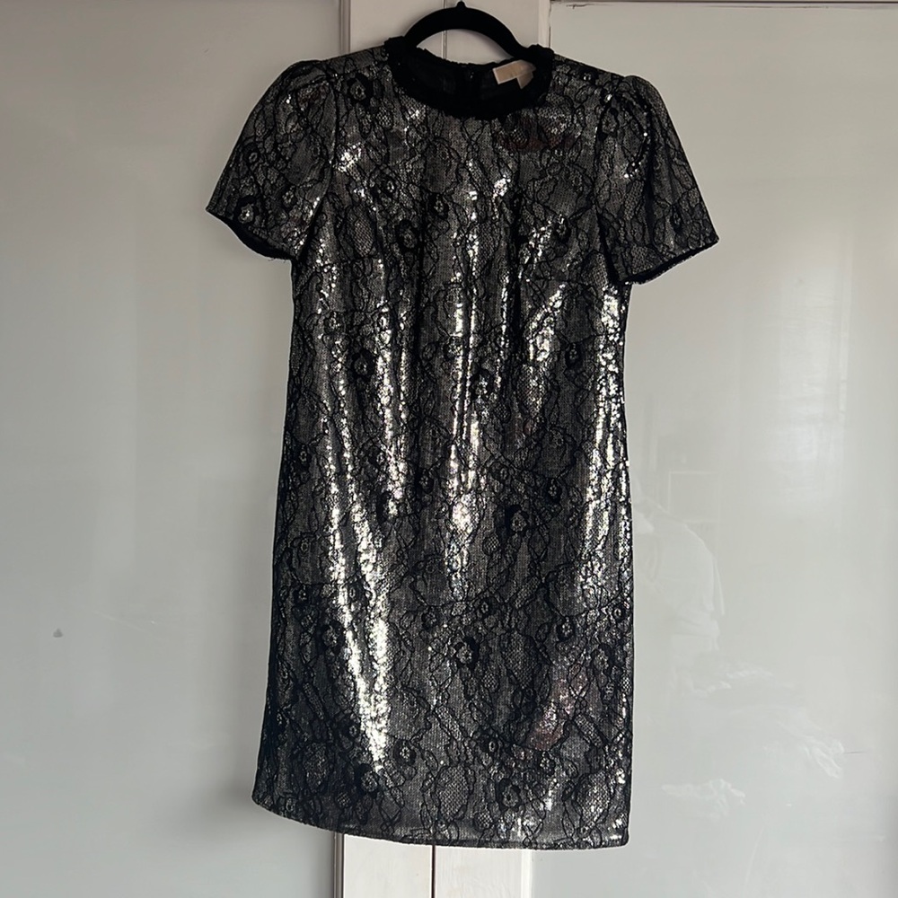 MK Lace sequin short sleeve dress